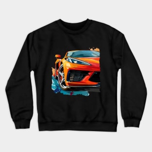 Amplify Orange C8 Corvette Graphic Big and Bold on Front and Back of T shirt Supercar Racecar C8 Corvette Crewneck Sweatshirt